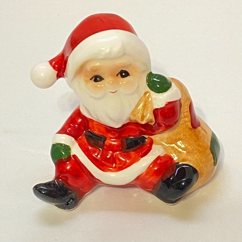 Vtg Japan Porcelain 3" Santa w/ Toy Sack Figurines Set of 3 Sit Walk Bend Wave - Picture 17 of 18