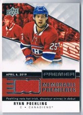2019-20 UPPER DECK PREMIER MEMORABLE PREMIERES RYAN POEHLING MONTREAL CANADIENS