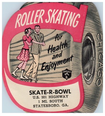 Skate-R-Bowl Vintage Roller Skating Rink Sticker Statesboro GA rs2