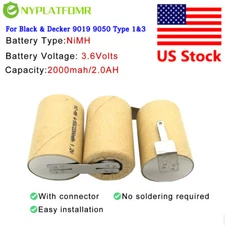 4/5SC 2000mAh for Black Decker 3.6V Ni-MH Battery pack 9019 9050 Type 1 3
