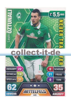 Match Attax Extra 14/15 - 445 - Levin ÖZTUNALI- Neuer Transfer
