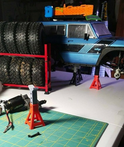 1/10 Scale RC Tire Rack Garage Wheel and Rim Storage 3D Printed Accessory - Picture 3 of 11