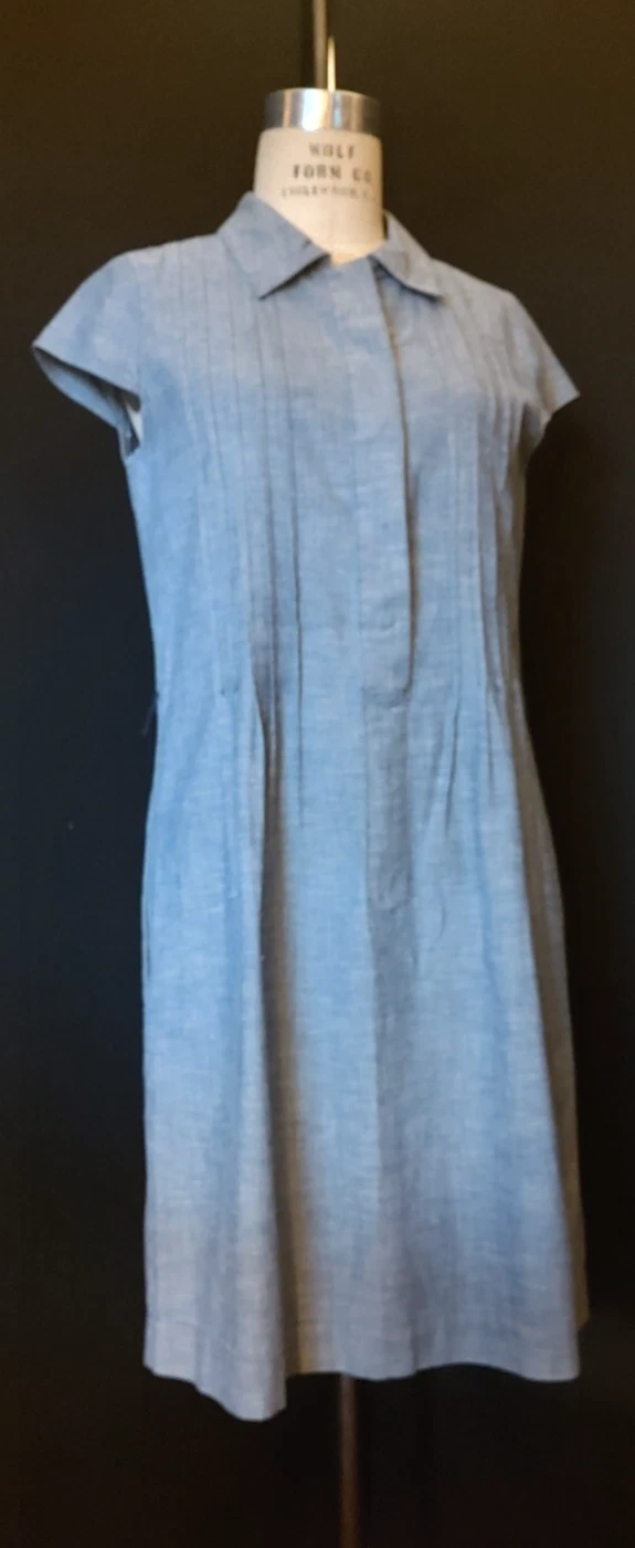 ABITO CAMICIA DENIM 100% COTONE "TORY BURCH" Pullover chiusura a scatto maniche ad aletta