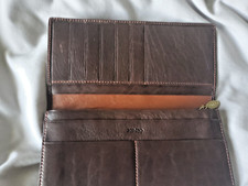 KENZO Brown Leather Checkbook Wallet cardholder NICE 