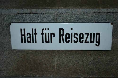 Original Altes Emailschild DDR,Halt Für Reisezug,Deko,Reichsbahn,Zug,Lok,Bahnhof