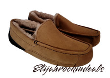 NEW IN BOX UGG MEN'S ASCOT CHESTNUT NAVY SLIPPERS SIZE 11 1016593 RARE COLORS 