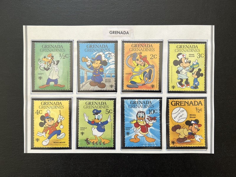 1979 GRENADA issued, 8 different “JUMBO size” MICKEY MOUSE postage stamps