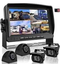 Backup Camera System with 9'' Quad Split 1080P Monitor for RV Trailer Semi Tr...