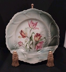 Antique Leuchtenburg Porcelain Cabinet Plate Hand Painted Tulip Floral Germany 