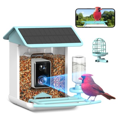 Smart Feeder with Camera, Free AI for 11,000+ Species, 64G TF Card & 1080P HD, S