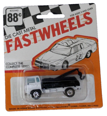 Yatming McCrory Fast Wheels Chevy COE Wrecker MOC Hong Kong White 3'' 1:100 70s 
