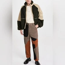 RRP US$790 JW Anderson unisex color block jacket in dark forest green L