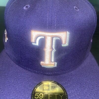 7 1/2 Texas Rangers Purple 40th Anniversary Pink UV Bottom Fitted Hat