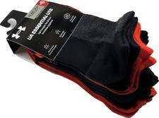 Under Armour Kids 6 Pk Black Red No Show Polyester UA Essential Lite Sock Set S
