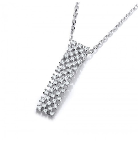Collier En Argent Massif 925 Avec Pendentif - Zirconium Pavé - Longueur 45 Cm - Occasion Très Bon état