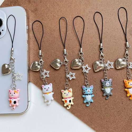 Kawaii Kitten Phone Lanyard Cute Cartoon Star Cat Phone Chain Keychain Pendant - 第 3/17 張圖片