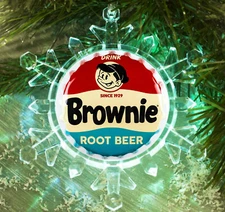 Brownie Root Beer Soda Snowflake Color Lit Blnks Holiday Christmas Tree Ornament