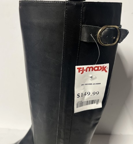 ELODIE Women's Black Leather Knee High Heeled Boots Shoes EUR 39 US 8 UK 6 - Picture 6 of 6