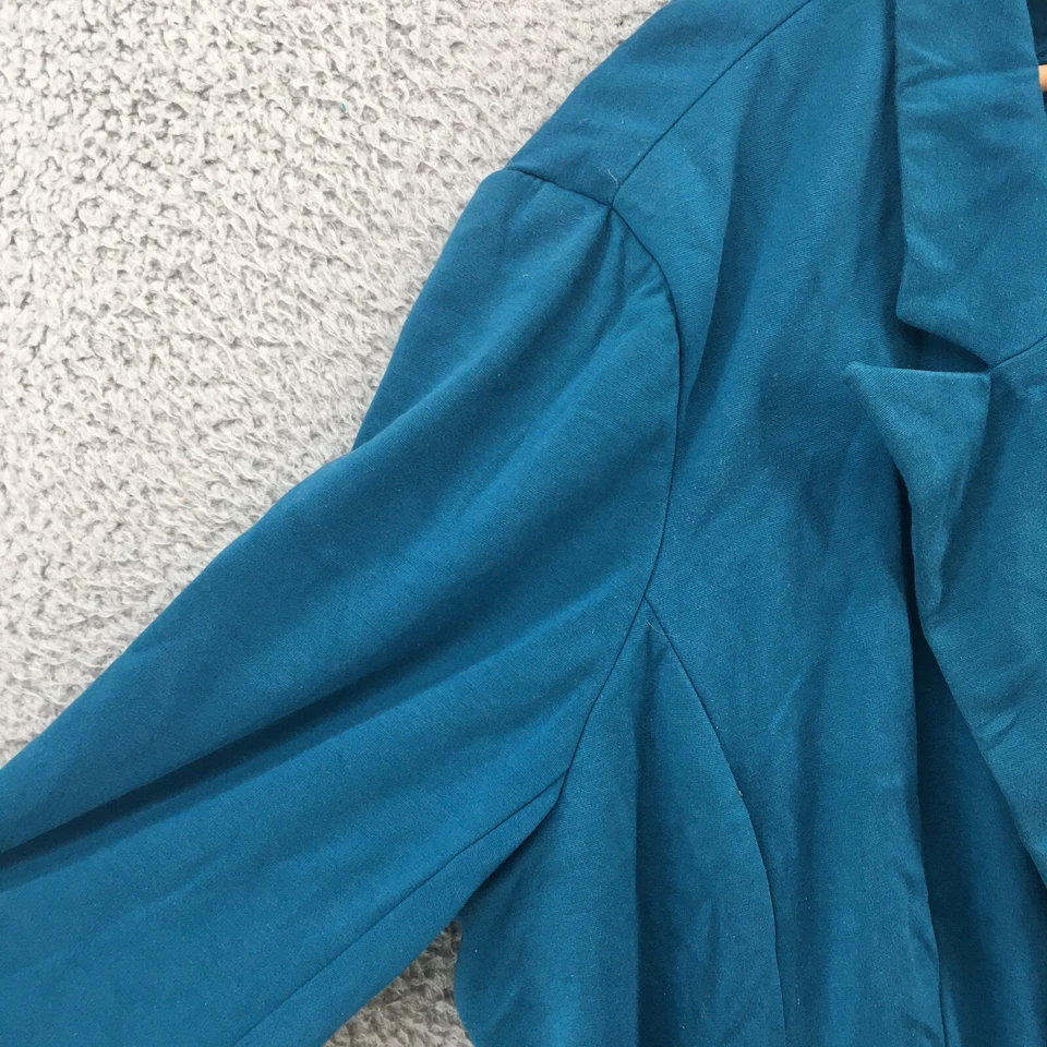 Lane Bryant Peacoat Blazer Jacket Womens 28 Teal Collared Long Sleeve Button Up - Image 4 of 4