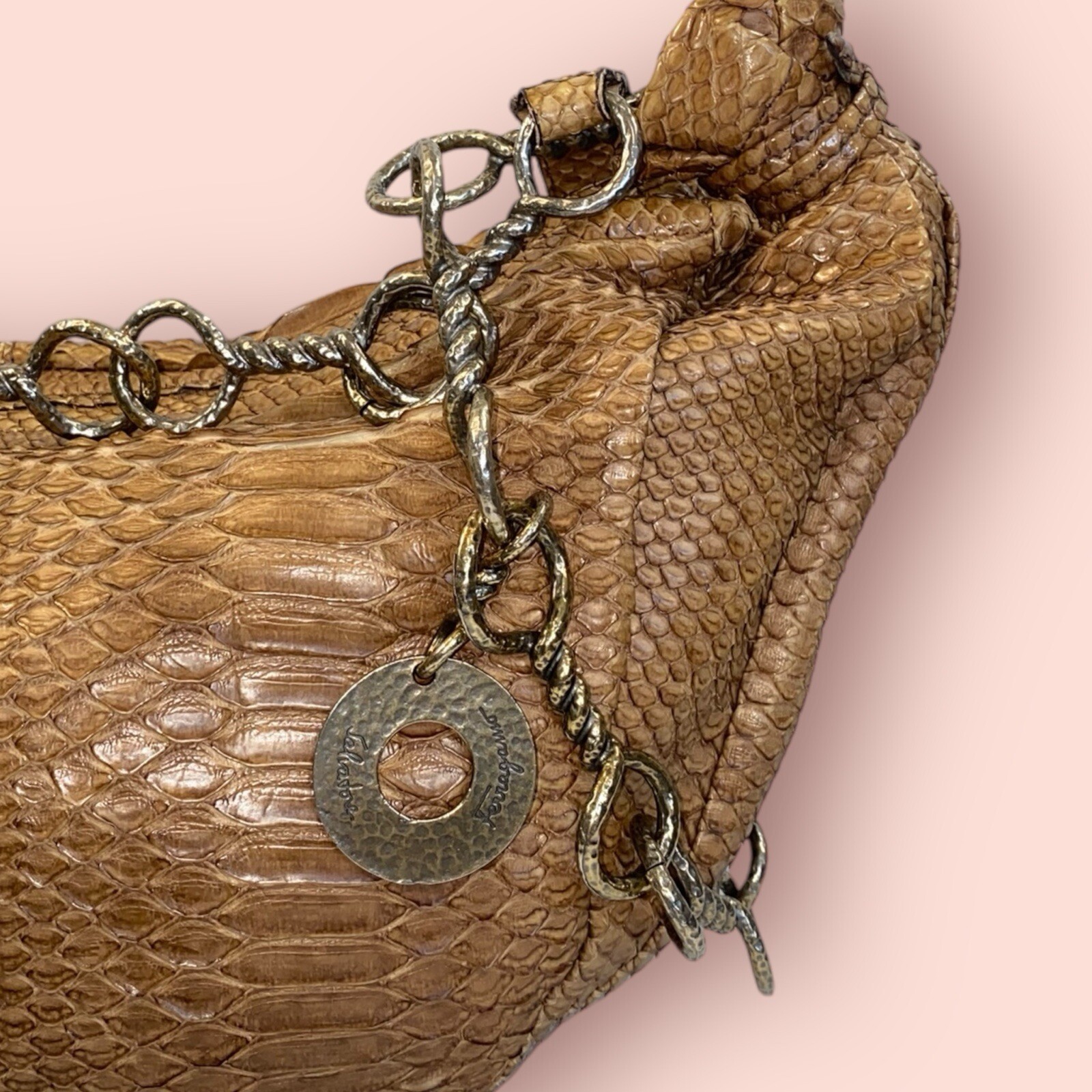 SALVATORE FERRAGAMO Brown Python Luxury Designer … - image 9