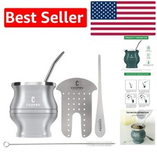 Luxury Yerba Mate Cup Set - Double Walled Stainless Steel with Bombilla Straws