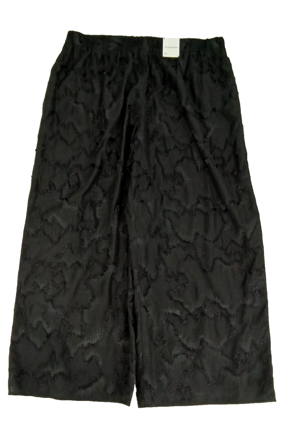 Autograph Women's Trousers Size 18 Black Lyocell Blend Embellished Palazzo New