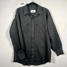Vintage Mesquite Western Dress Shirt Mens 16.5 Black Pearl Snap Cowboy Rock