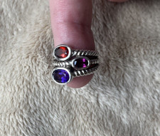 Sterling Silver Three-Stone Ring, Size 6