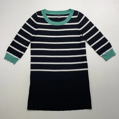 M&Co Womens Knit Jumper Top UK 12 Black White Striped Tight-Knit Stretchy - Image 1 of 4