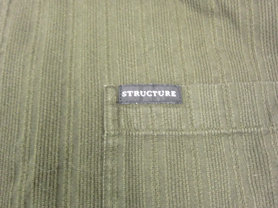 Vintage Structure Shirt Adult Extra Large XL Green Mandarin Collar Mens 80s 90s - Image 3 of 4