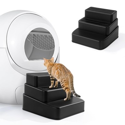BALAPET Adjustable 3 Steps Litter Box Ramp with Filter Function, Detachable Litt