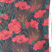 Vintage Liberty of London Fabric Red Poppy Floral Clementina curtain weight p/m