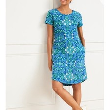 T by Talbots Women 3XP NWT French Terry Cross Back Dress Royal Medallion Paisley