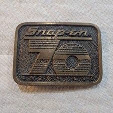 Vintage Snap-On Tools Belt Buckle BTS 1920-1990 70th Anniversary Solid Brass USA