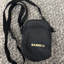 Ambico Small Black 2 Pocket Camera Bag with Zipper Shoulder Strap 6 x4 x2