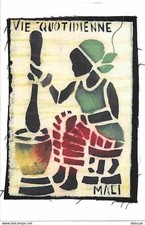 AK - Mali - Unikatkarte aus Stoffen von Kindern der M