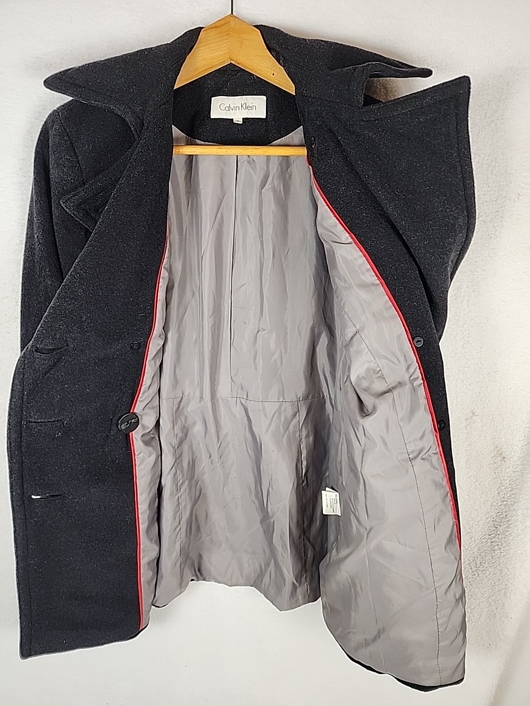 Calvin Klein Women’s Double Breasted Button Down Coat Wool Blend Black Sz 4  thumbnail 7