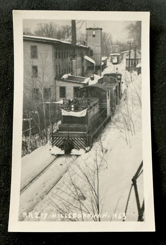 RPPC 1963 B & M RR 277  Snow Covered Bridge Tracks Contoocook Mills Hillsboro NH