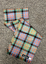 Scotland Shop 100 Wool Scarf Green Blue Tartan Plaid 9.25" x 57" lightweight