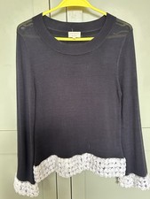 Women?s Anonymous Top Black Body With White Ruffles On Sleeves And Bottom XS