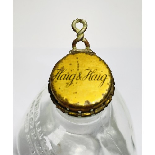 Bottiglia di whisky vuota vetro pizzicato fossetta vintage Haig & Haig tappo metallo Scozia 6,5" - Foto 4 di 9