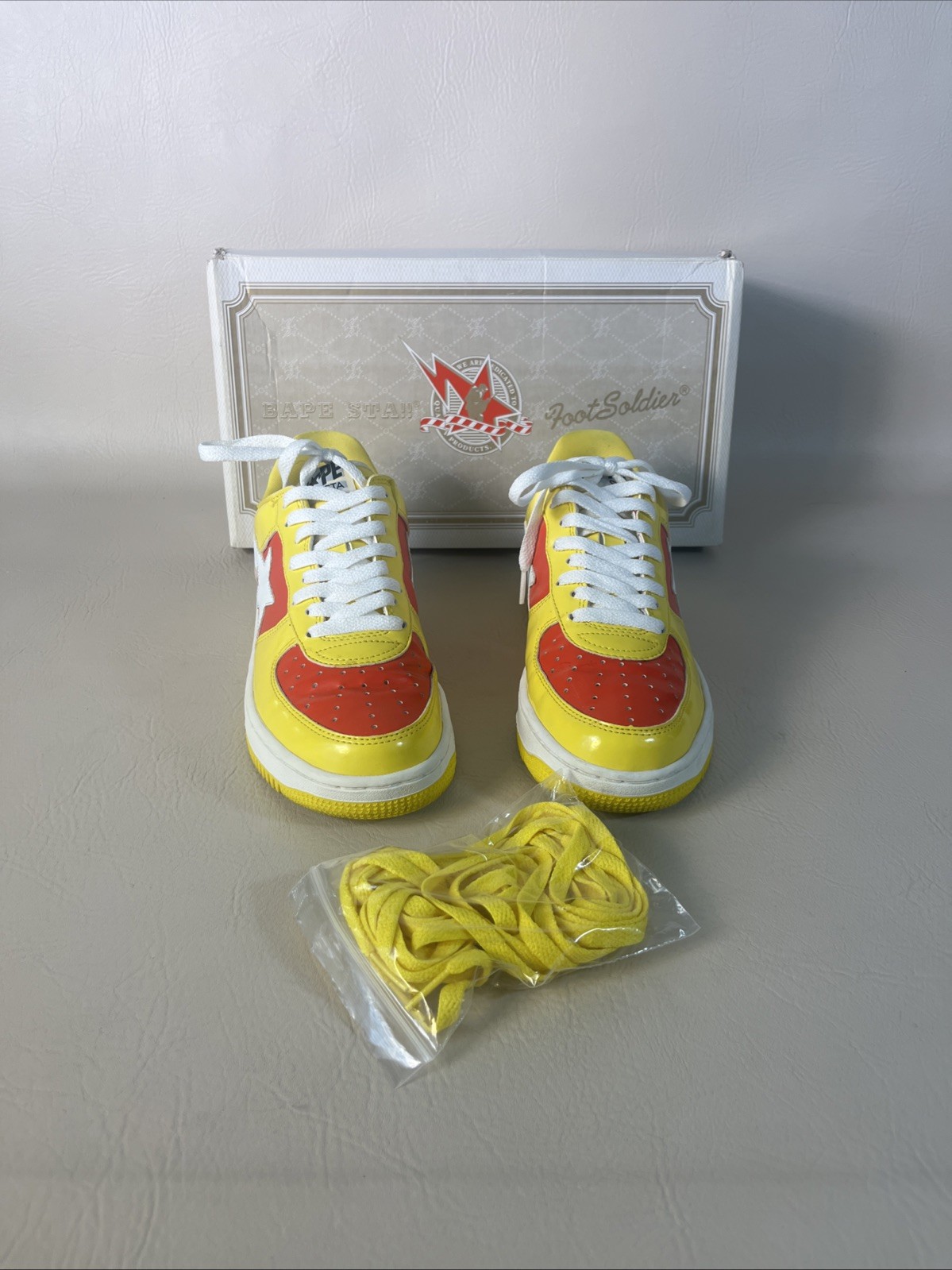 A Bathing Ape Bapesta FS-001 Low Red Yellow . Size 9