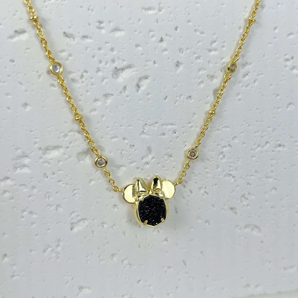 Disney | Kendra Scott Gold Minnie Mouse Short Pendant In Black Drusy - Image 2 of 4