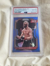 2021 Panini Prizm UFC Khamzat Chimaev Blue Prizm Rookie Card /199 PSA 10 RC #7