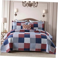 Quilt King Size - 100 Cotton King Size King 98"x106" Blue/Red/White