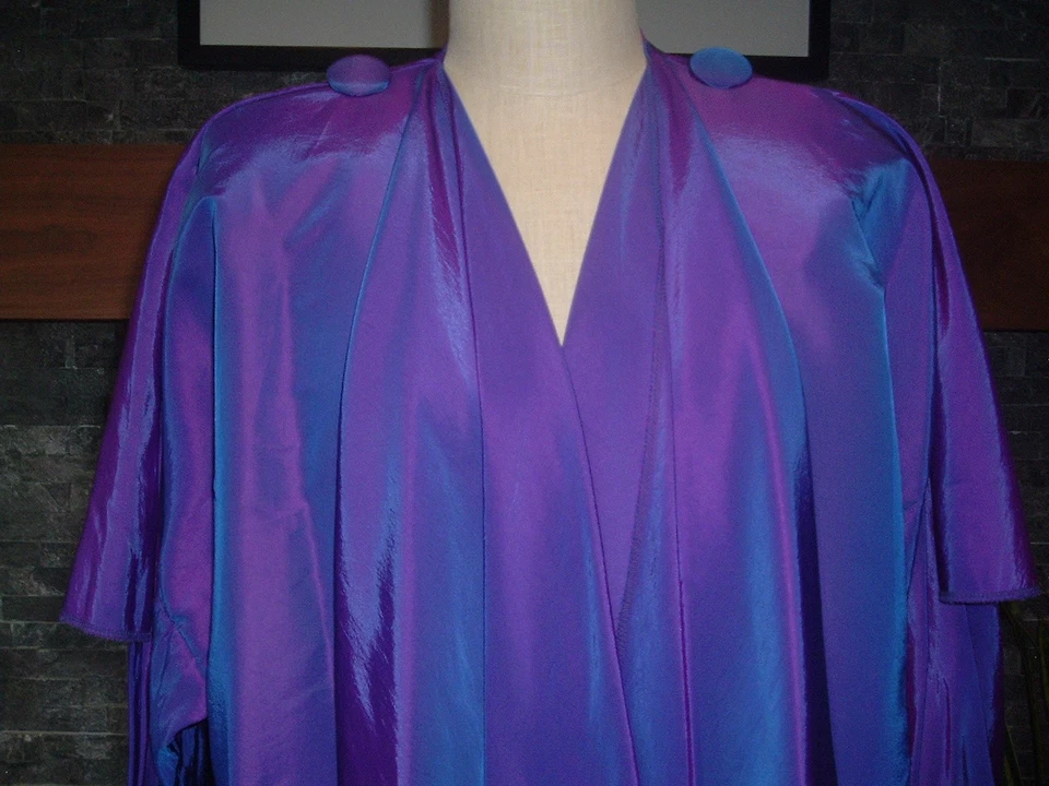 Maralyce Ferree Cape Long Rain Coat Wrap Lightweight Iridescent Blue Purple - Image 3 of 4