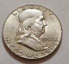 1963 D Franklin Half Dollar • 90% Silver • Circulated • As Shown • Solid   X