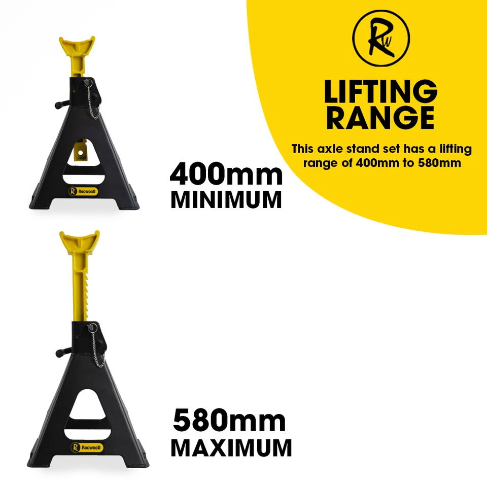 Axle Stand Set 6 Tonne Ton Car Jack Ratchet Heavy Duty Two Stands Included - Image 3 of 4