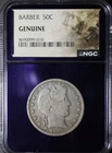 1899 Barber Half Dollar NGC Graded Genuine United States 50C Coin