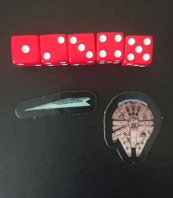 2014 Hasbro - Star Wars Risk Replacement Parts Lot - 5x Dice, 2x Ship Tokens - Bild 1 von 2
